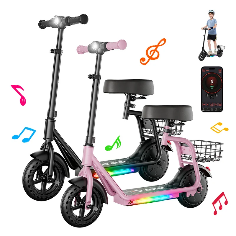 iK7 2-in-1 Kinder E-Scooter mit abnehmbarem Sitz & Korb